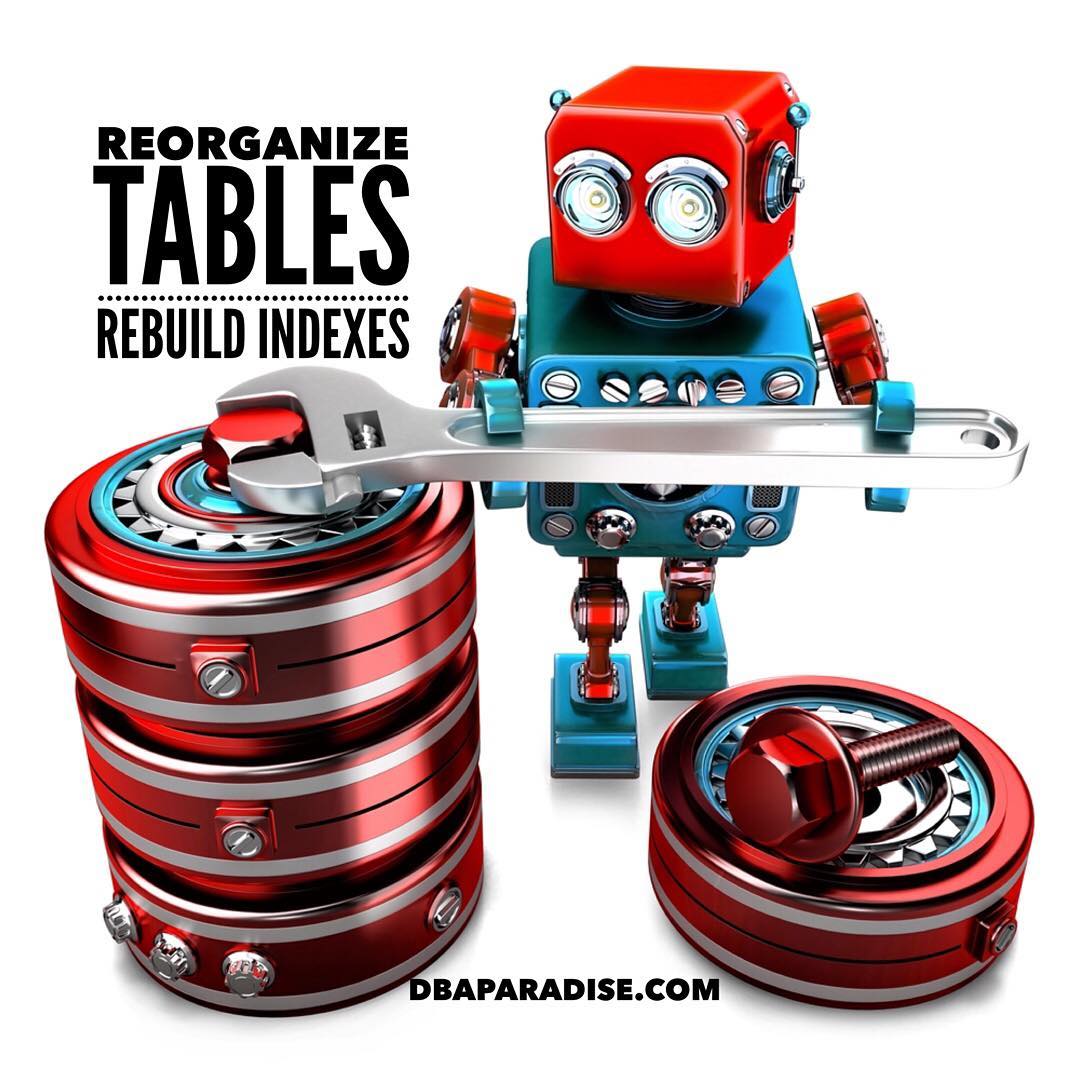 Database Maintenance. Reorganize Tables. Rebuild Indexes